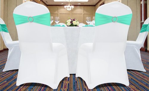 MDS Spandex Chair Sashes - Pack of 125 Universal Elastic Stretch Bands with Buckle Slider - Sea Green
