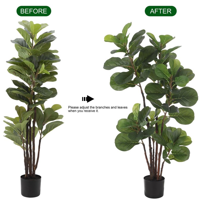 GAOMON Artificial Fiddle Leaf Fig Tree, 4 Ft Faux Ficus Lyrata Tree with 72 Leaves in Pot, Fake Green Plant for Indoor Outdoor Home Office Living Room Bedroom Decor