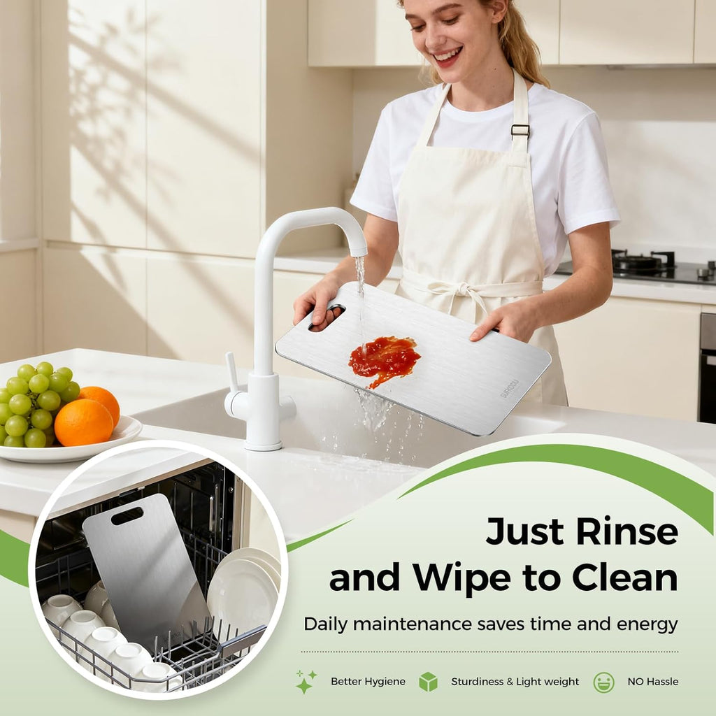 Titanium Cutting Board Set - 100% Double-Sided, Non-Toxic, Dishwasher Safe | 3 Sizes for Raw & Cooked Food