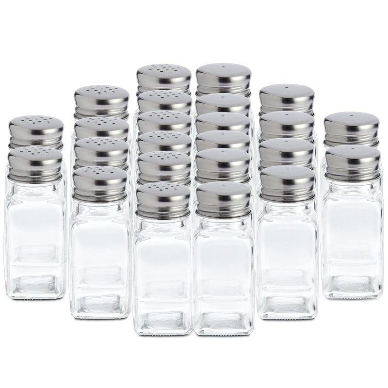 Juvale 24 Pack Glass Salt and Pepper Shakers Bulk Set - Restaurant Salt and Pepper Shakers - Spice Containers for Restaurant (2 Oz, Clear)