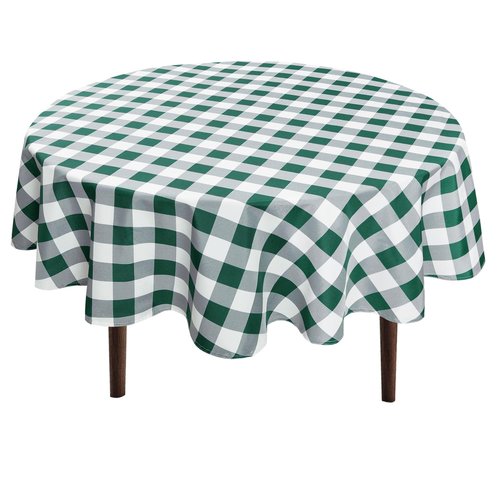 Hiasan Checkered Round Tablecloth 30 Inch - Waterproof Stain and Wrinkle Resistant Washable Fabric Christmas Table Cloth for Dining Room Party Outdoor Picnic, Forest Green and White