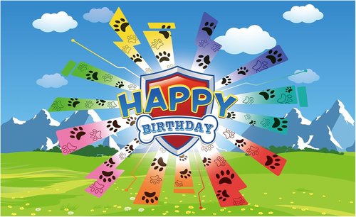 Dog Paw Birthday Banner - Giant 70.8x43.3 Inch Decoration for Baby & Kids Party Supplies
