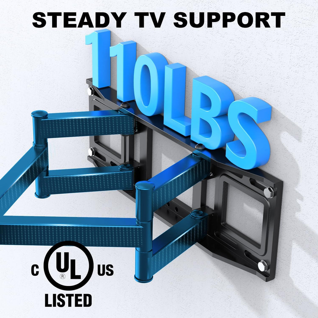 USX STAR Full Motion TV Wall Mount Bracket - Fits 32-70 Inch TVs, Swivel & Tilt, Max VESA 400x400mm, Holds 110 lbs