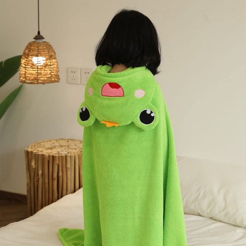 LPLSROAD Kids Bath Towel with Hooded Oversized Beach Towels Toddlers Boys Girls Bathrobe for Pool Beach Bathroom (27"x55" for 1-5Y, Green Frog)