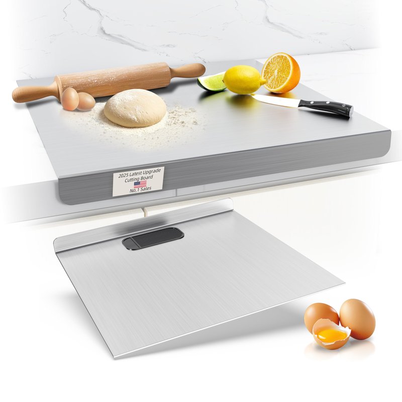 Stainless Steel Cutting Board, Kneading Board Baking Board, Countertop Chopping Boards for Meat, Fruits, Vegetables, and Bread, Easy To Clean (19.7”X27.6“)
