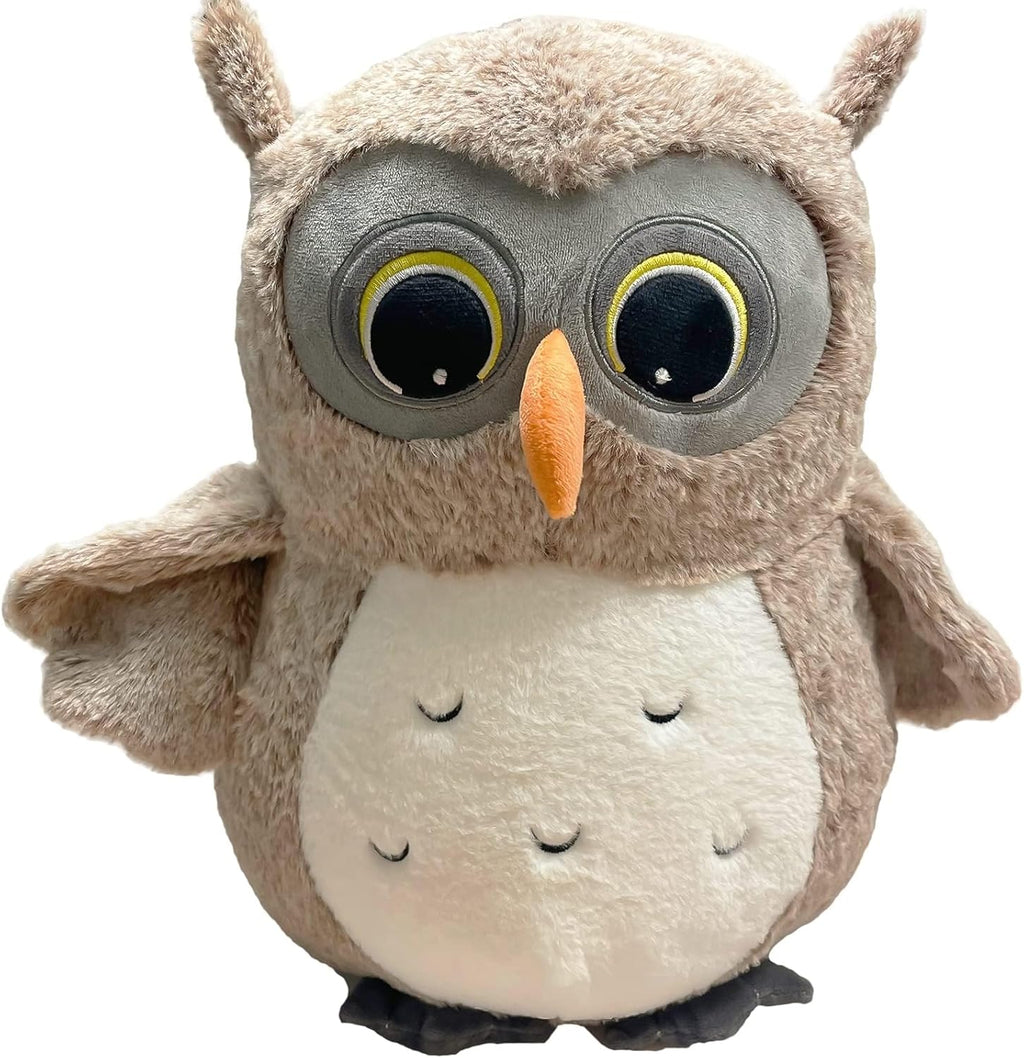 Ryttir 15.7 Inch Chubby Gray Owl Plush Toy - Fun Adventure Stuffed Animal for Kids & Room Decor