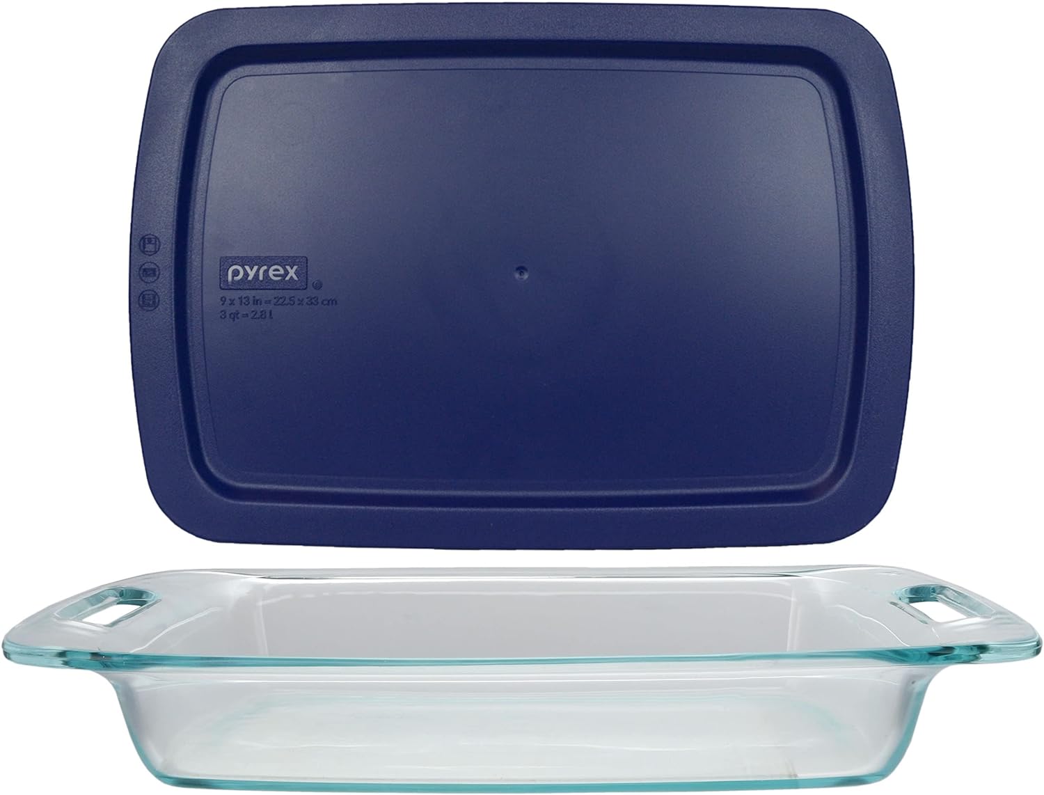 Pyrex C-233 3Qt Easy Grab Glass Baking Dish with Blue Lid | Durable & Oven Safe