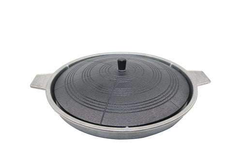 ZEESOON Korean Traditional Cast Iron BBQ Grill Pan Lid Shape Indoor/Outdoor Grill Pan, Caldron lid Shape Cast Aluminum Pan