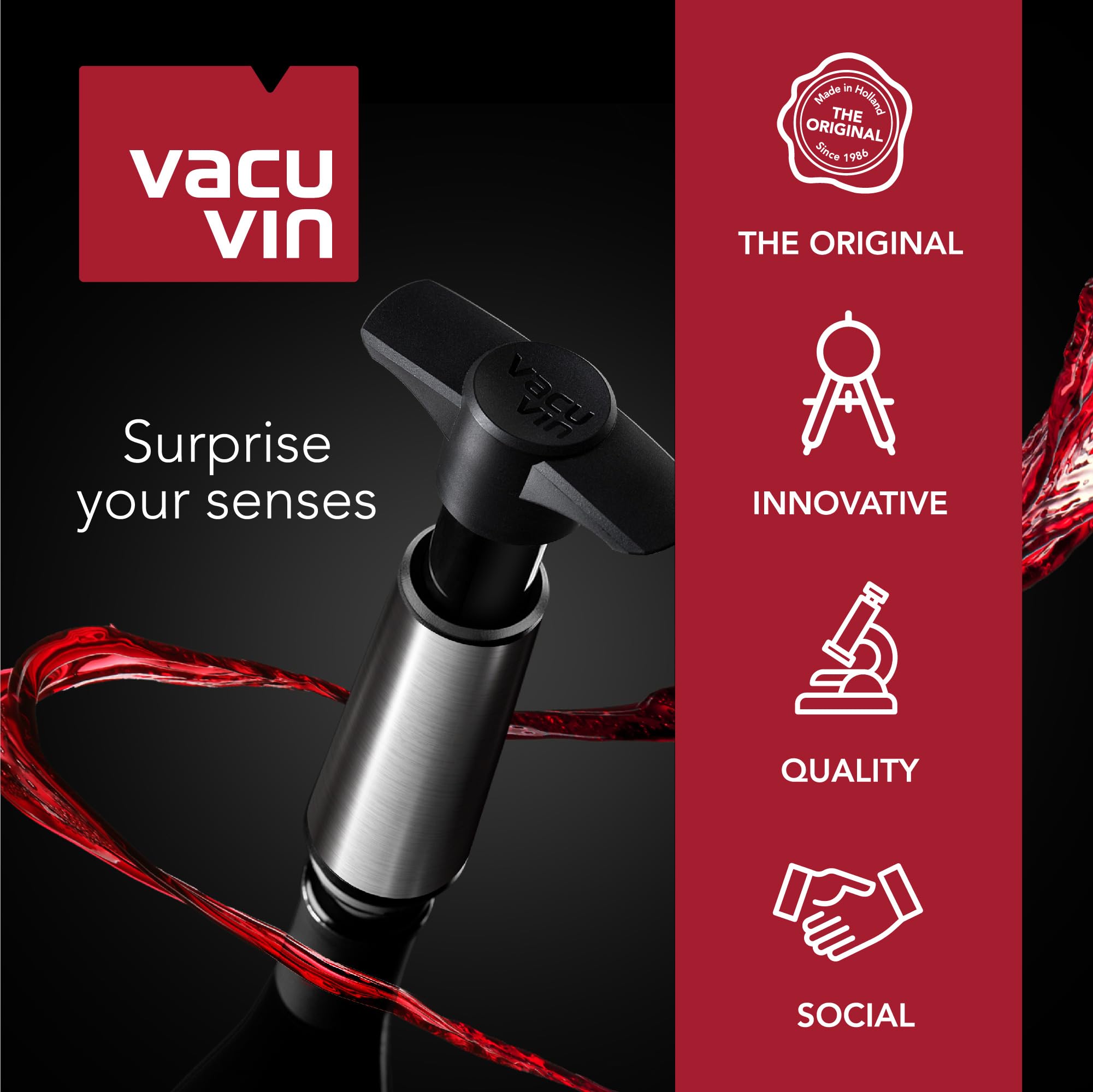 Vacu Vin Wine Decanter – Elegant Glass Carafe for Aerating Red Wine – Enhances Flavor & Aroma – Easy-Pour Spout – Modern Design – Dishwasher Safe Wine Aerator & Serving Vessel
