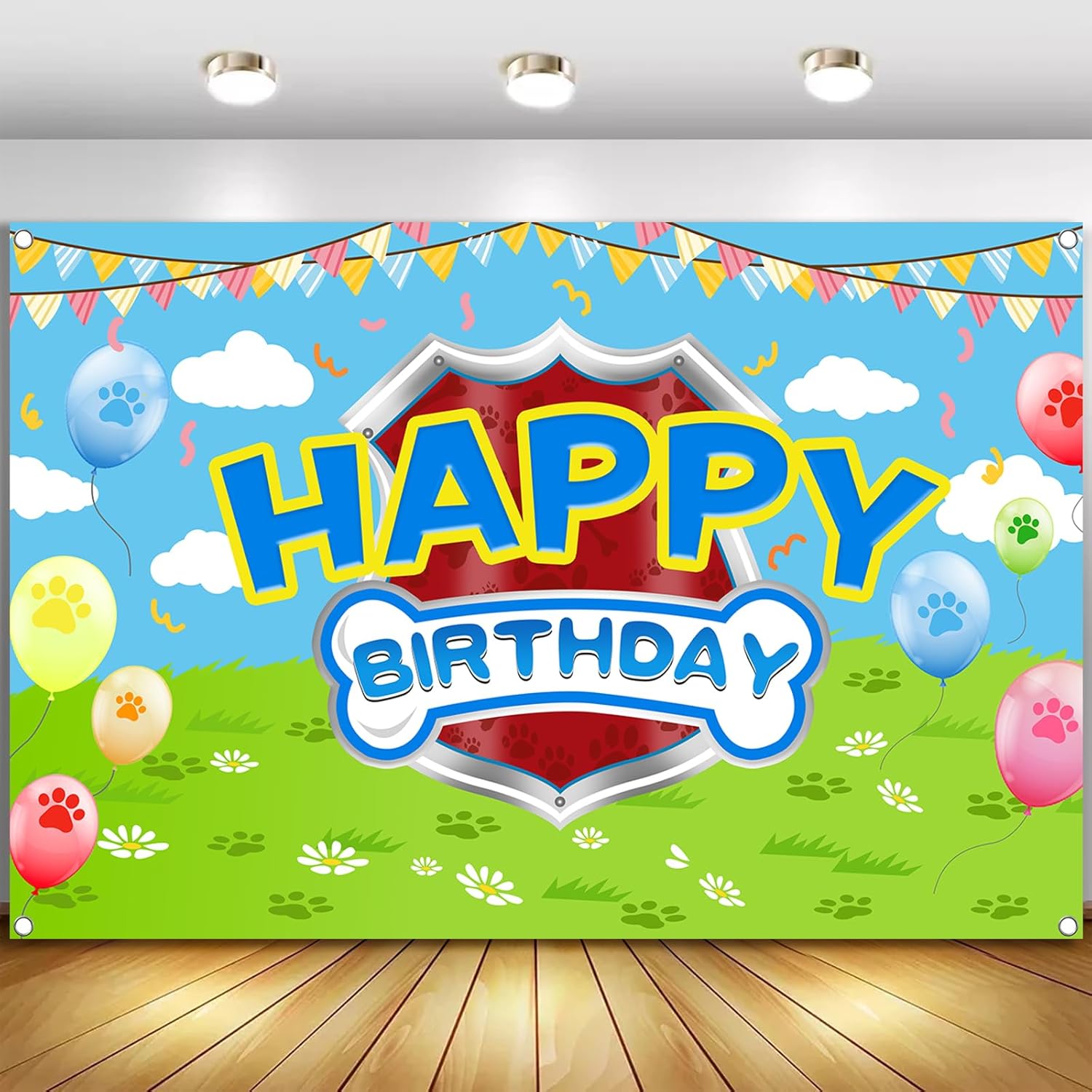 Skiennix Cartoon Dog Theme Backdrop - 5x3ft Photography Background for Kids' Birthday Party Decorations