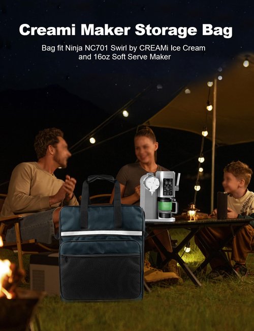 Carrying Bag Fit for Ninja CREAMi Scoop & Swirl Ice Cream NC701, Front-Opening Design for Easy Access, Soft Serve Maker Cover with Large Pocket,Frozen Sorbet Maker Bag for Outdoor Travel and Storage