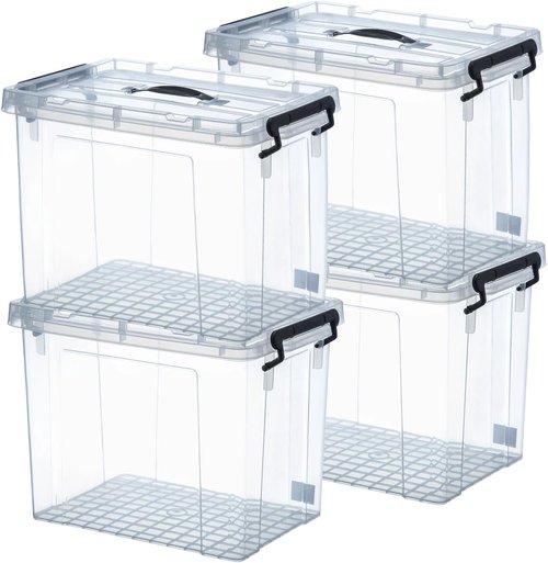 Heavy-Duty Clear Storage Bins by 90 Quart | 4-Pack Premium Organizing Containers with Lids - BPA-Free, Stackable Design