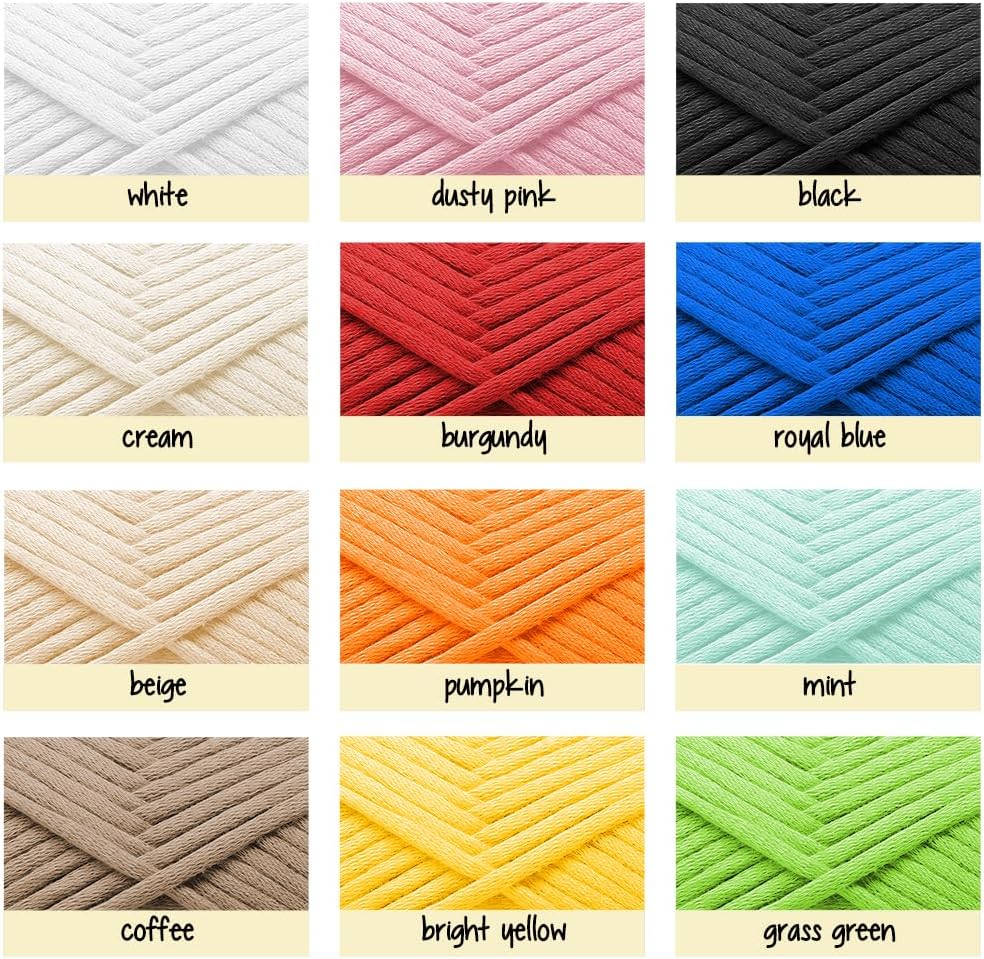 Skiennix Soft Yarn for Crocheting - Easy-to-See Knitting Yarn, 12 x 50g | 1200 Yards Cotton-Nylon Blend