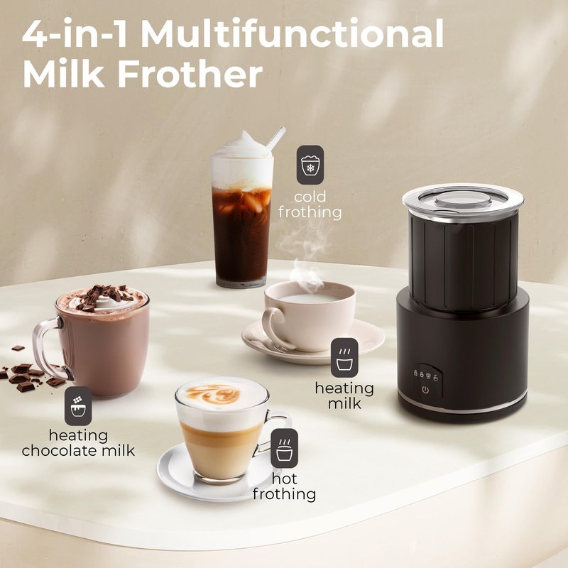 Stellagro Milk Frother and Steamer, 14.5 fl oz – Automatic Hot & Cold Foam Maker with Magnetic Whisk, Electric Milk Warmer for Coffee, Latte, Cappuccino & Hot Chocolate