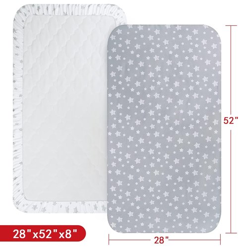 Crib Sheets for Boys & Girls - Soft, Breathable Fitted Sheets for Standard Crib & Toddler Mattresses | 2 Pack in Grey & White