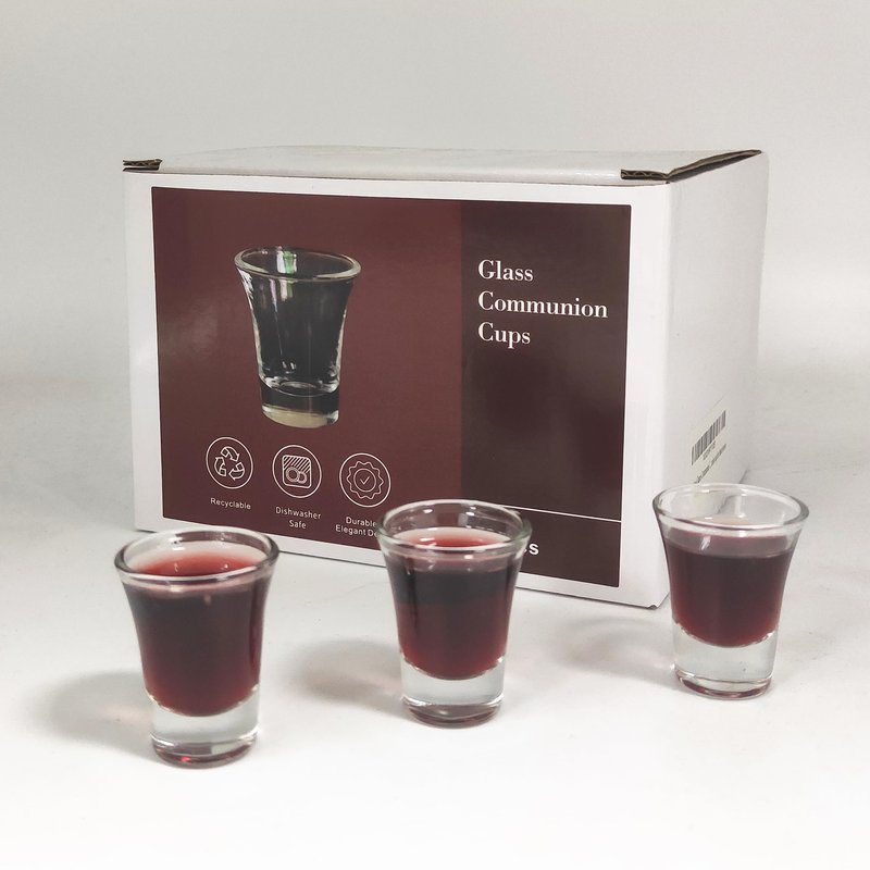 SruiSwei Glass Communion Cups Fits Standard Communion Trays,Box of 24 Count,1.5" High,10ML Glasses Communion Cup With Thick Base,Communion Glass Cups for Church Service,Glasses Communion