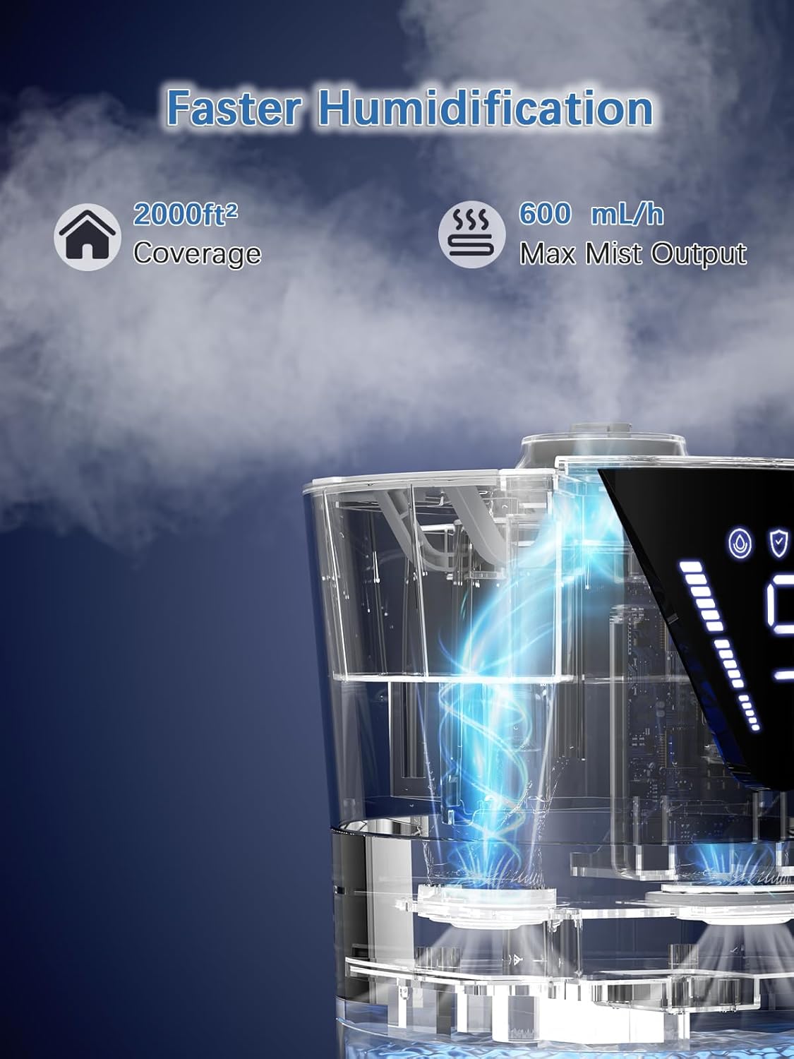 Skiennix 17L Ultrasonic Cool Mist Humidifier - Smart, Quiet, 2000ft² Coverage, 56H Runtime, White