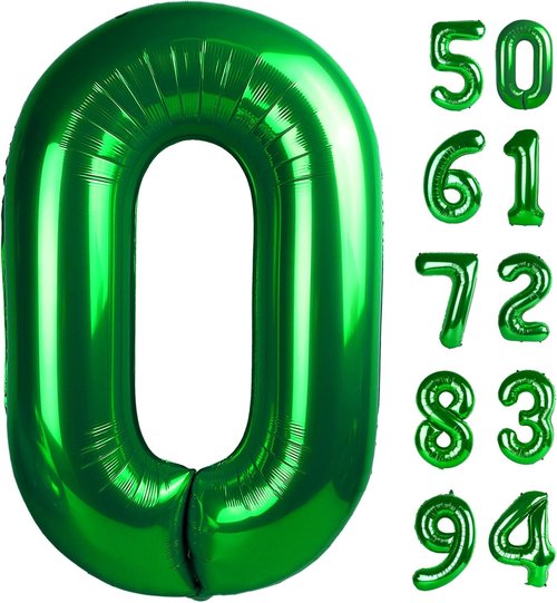 Green Number Balloons 40 Inch - 0 Number Balloons for Birthday Decorations | St. Patrick's Day Party Supplies