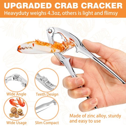 LA NOVO Crab Crackers and Tools, Set of 4 Stainless Steel Lobster Picks, Crab Leg Cracker, Seafood Tool Kit with Gift Box