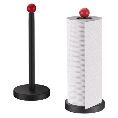 ISUGWRCQ Paper Towel Holder Countertop, Cute Red Ball Decorative Wooden Paper Towel Stand Kitchen Roll Freestanding Organizer, Wood Paper Towels Rolls - for Kitchen(Black)