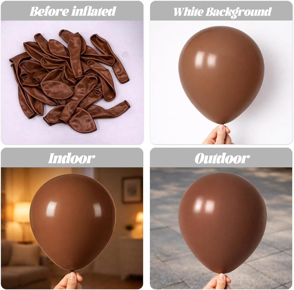 Voircoloria 12-Inch Coffee Balloons - 105pcs Latex Party Balloons for Birthday, Baby Shower & Gender Reveal Celebrations