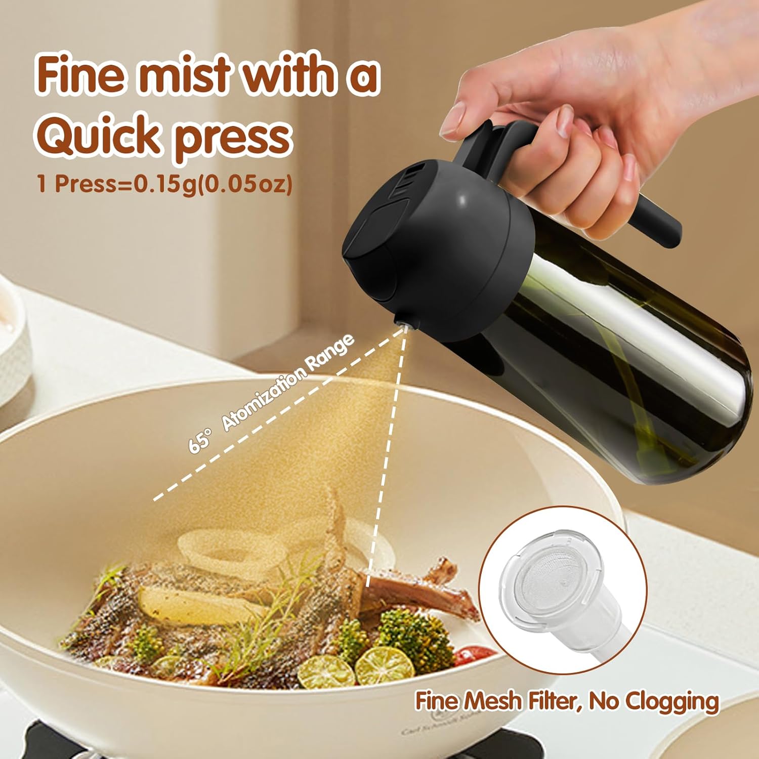 YARRAMATE Olive Oil Dispenser Bottle - 2PCS Light Blockage Dark Oil Sprayer | 16oz Food-Grade Glass (Black & White)