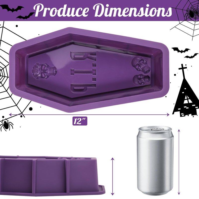 Webake Silicone Coffin Cake Pan, 12 Inch Large Tombstone Shaped Cake Mold for Baking Halloween Themed Party