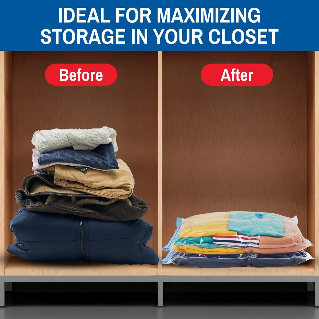 Spacesaver Jumbo Vacuum Storage Bags - 4 Pack for Blankets & Clothes | Compression Bags with Hand Pump for Travel & Organization