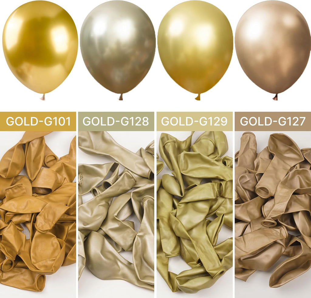 PartyWoo Gold Balloons | 100-Piece Arch Kit with Various Sizes for Birthday, Wedding & Events