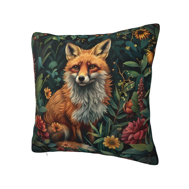 Ideeze William Morris Forest Animals Fox Throw Pillow Covers Soft Decorative Throw Pillowcases Cushion Case Square for Home Decor Bed Couch Car Living Room 18x18 Inch