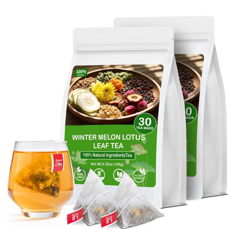 Winter Melon Lotus Leaf Tea, Herbal Detox Tea Bags for Reduce Swelling and Cleansing, Boost Metabolism - 8 Premium Ingredients(2 Pack/60 Bags)