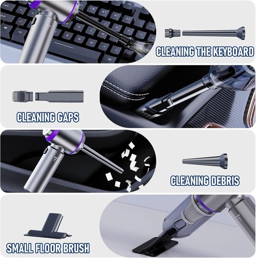 Houscly Car Vacuum - Portable Cordless 20000PA High Power 4-in-1 Air Duster & Blower | Ideal for Home, Office & Camping