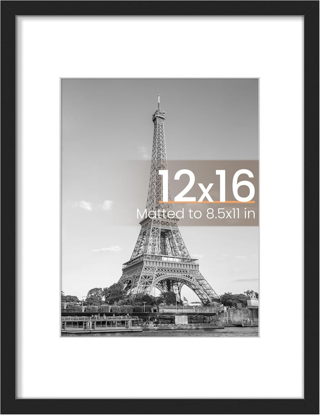 Upsimples 12x16 Picture Frame - Versatile Display for 8.5x11 Photos with Mat or 12x16 Without Mat - Black