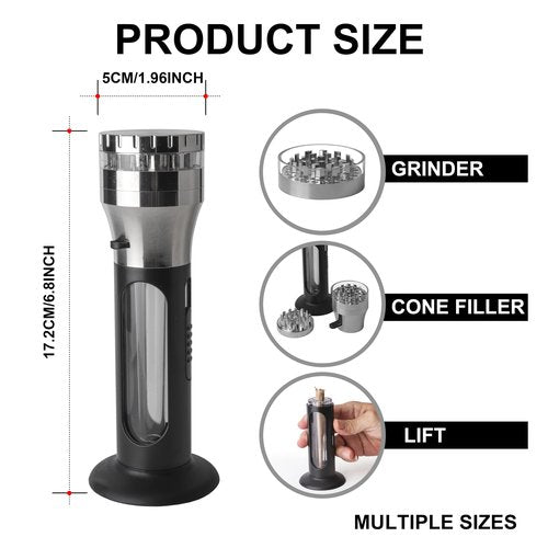 Free Boy 2-In-1 Herb Grinder Cone Loader Grinder Roller,Portable Grinder and Cone Filler,All-In-One Rolling Machine for King Size,Kitchen Use