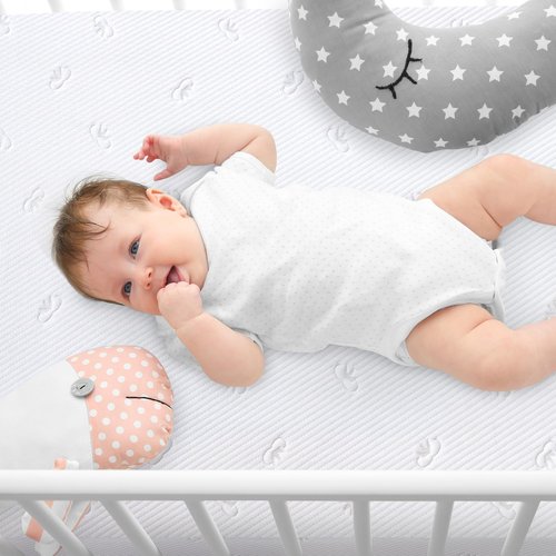 Crib Mattress Protector Sheets Fitted Waterproof Crib Mattress Pad Cover, Noiseless & Machine Wash 100% Absorbent Crib/Toddler Mattress Protector Sheet Quilted, White, 52" x 28" x 8.6"