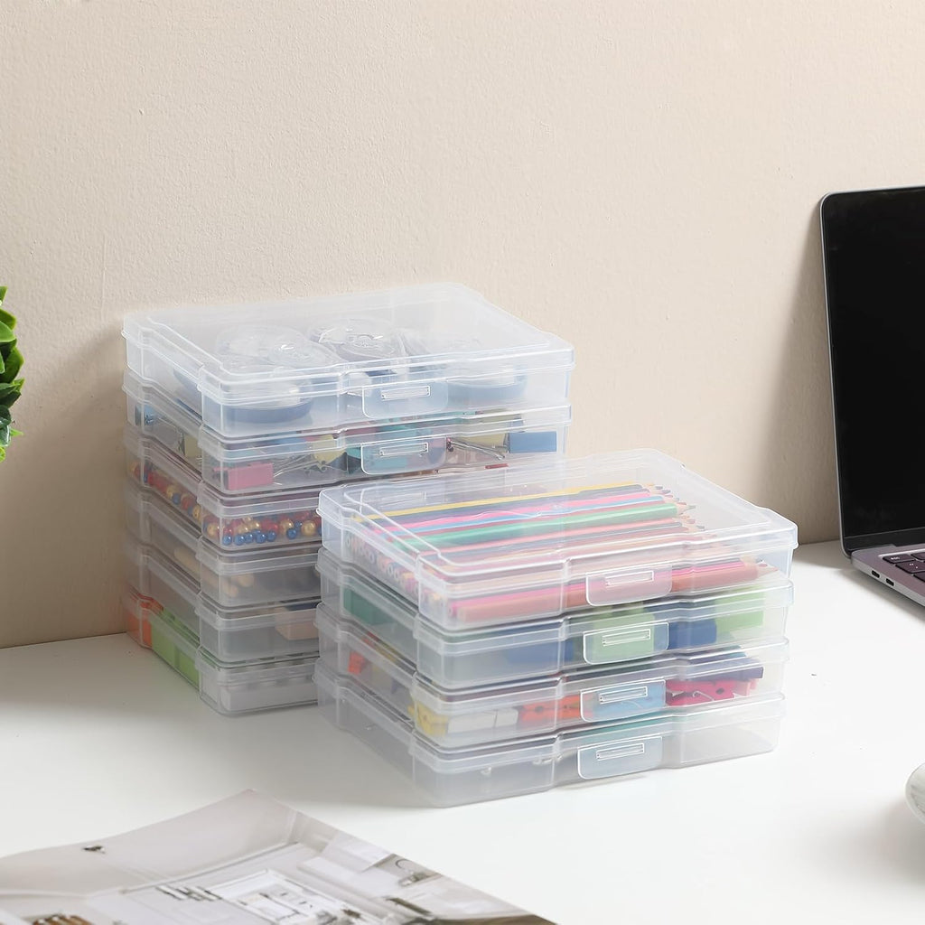 Novelinks 12-Pack Clear Photo Storage Boxes - 5"x7" Plastic Organizer Cases for Cards & Games