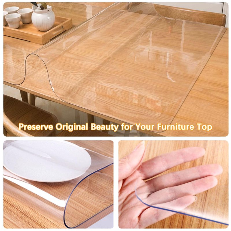 28 x 120 " Clear Plastic Dining Table Protector Tablecloth Desk Pad Mat Wooden Furniture Coffee End Bar Pub Banquet Dinner Table Cloth Top Protection Countertop Cover Waterproof Rectangular PVC Vinyl