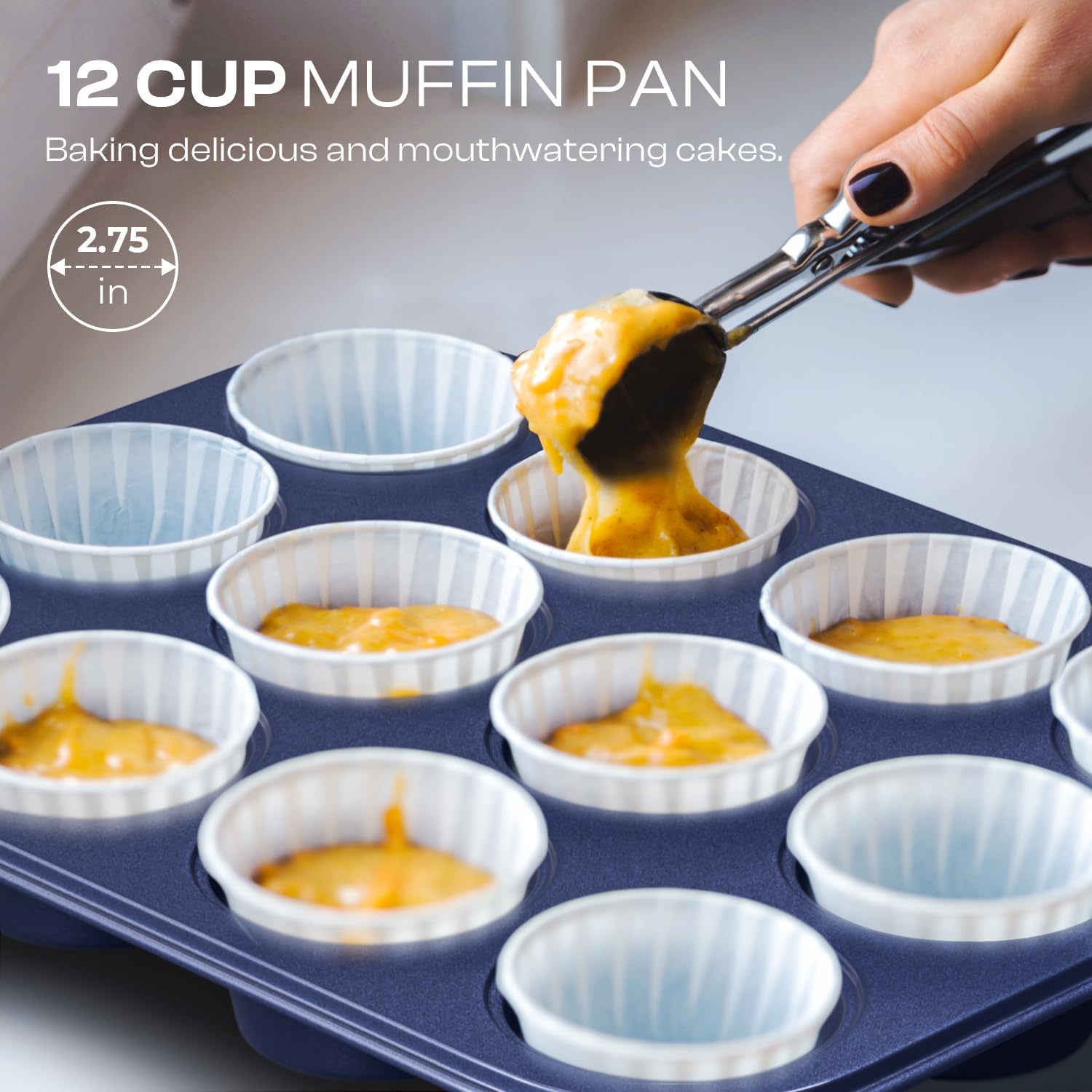 Skiennix 8-Piece Baking Pans Set - Nonstick Bakeware for Oven | Ceramic Coated Blue