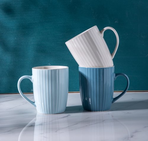 MIWARE 11 Ounce Porcelain Mugs, Set of 6 Coffee Mugs for Tea, Milk, Hot Cocoa, Multicolor