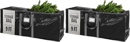 Christmas Tree Storage Bag | Durable Waterproof Zippered Bag for 9-Foot Artificial Trees - Black (Pack of 2)