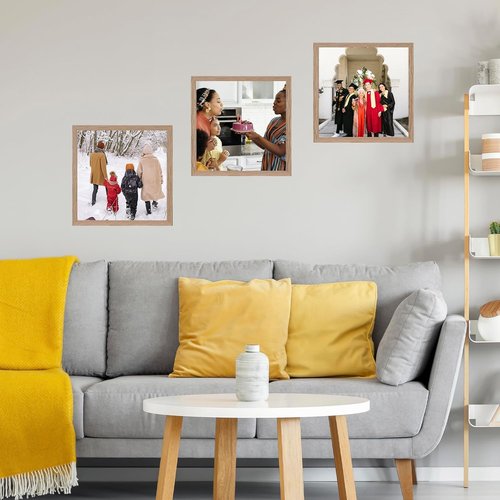 JCJMY 8x8 Picture Frame - Rustic Brown Wall & Tabletop Display | Durable Shatter-Resistant Plexiglass