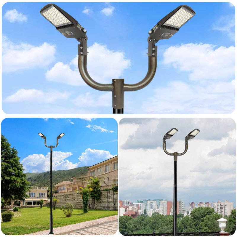 Bull Horn Mount Bracket Use for Parking Lot Light, 2 3/8" Bullhorn Tenon Adapter Round Pole for Outdoor LED Shoebox Area Light