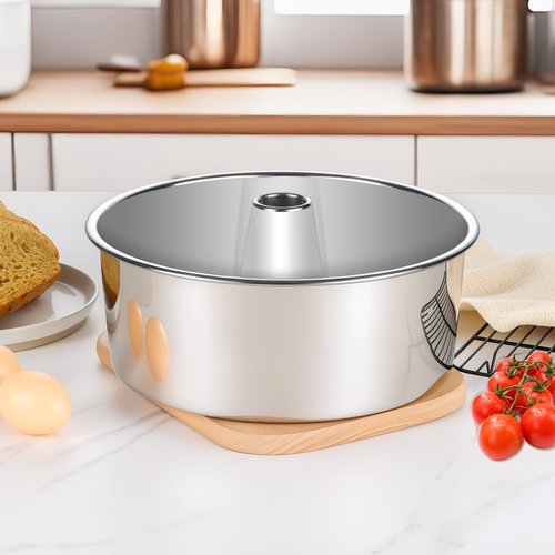 LIANYU Angel Food Cake Pan Set of 2, 10 Inch Tube Pan for Baking Pound Cake, Deep Chiffon Mold with Stainless Steel Core, Mirror Finished, Easy to Release, Dishwasher Safe