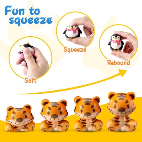 DMIGHT Safari Animal Squishy Toys - 24PCS Party Favors for Kids | Goodie Bag & Birthday Gifts