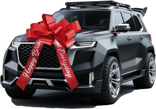 Happy Birthday Car Bow by [Brand Name] - Giant Red Gift Bow for Cars | 36"x63" Size