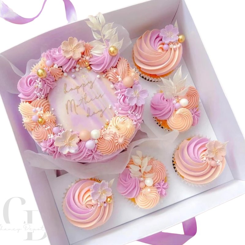 Chaney Depot LLC Bento Cake and Cupcake Box, 5 Cupcake Cavities and 1 4-5in Cake Slot Easy Assembly - 15 Pack, 10x10x4.75 Inches