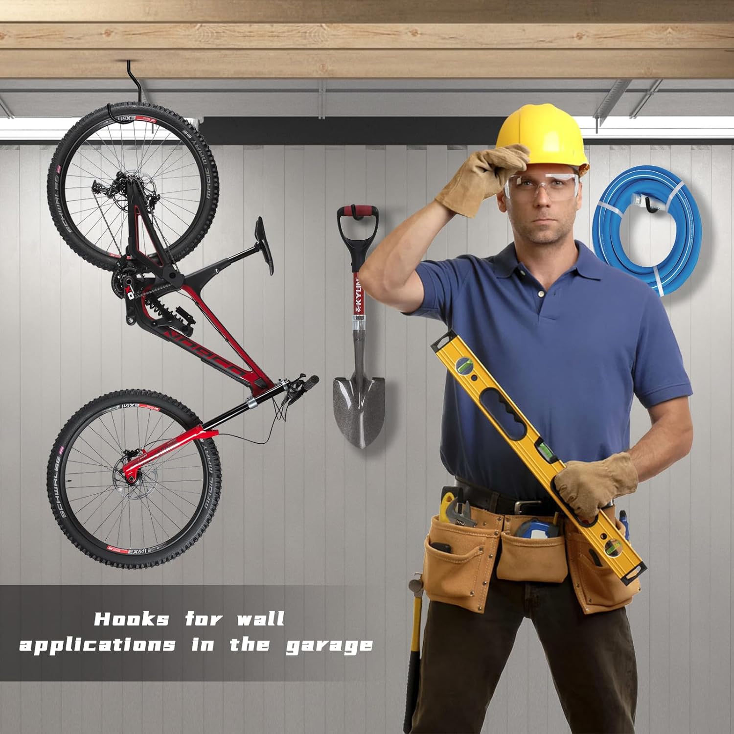 Skiennix Heavy-Duty Bike Hooks - 12 Pack Bicycle Storage Hangers for Garage & Garden Organization
