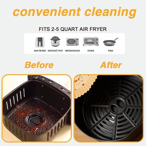 Ailun Air Fryer Paper Liners - 100PCS Non-Stick, Oil-Resistant Parchment Paper for 2-5 QT Air Fryers