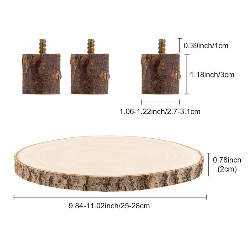 Ruizhihu Wood Cake Stand, 10-11 Inch Wood Slice With Legs, Rustic Slice Cake Stand, for Wedding Table Centerpieces, Woodlandthemed Parties, Event, Birthday Party
