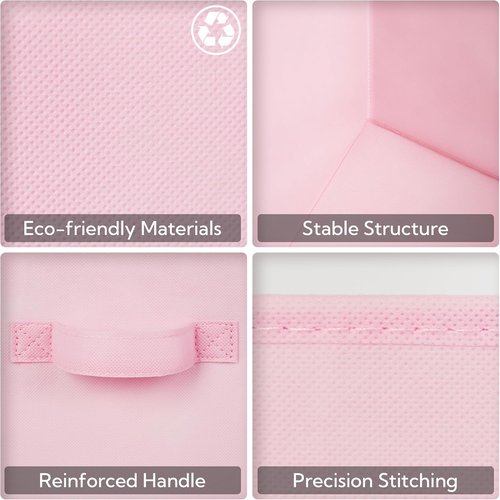 Granny Says Cube Storage Bins - Collapsible 13x13 Organizer Baskets with Handles | Pink 6-Pack